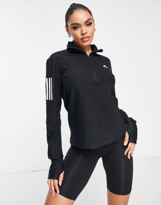 adidas Running Own The Run half zip sweat in black