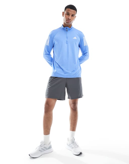 adidas Running Own The Run half-zip top in blue fusion, 3 of 4