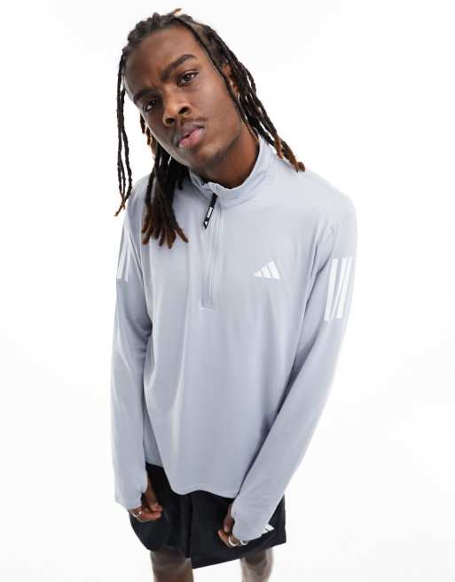 adidas Running Own The Run half zip top in grey