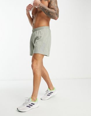 adidas Running Own The Run heather shorts in khaki - ASOS Price Checker