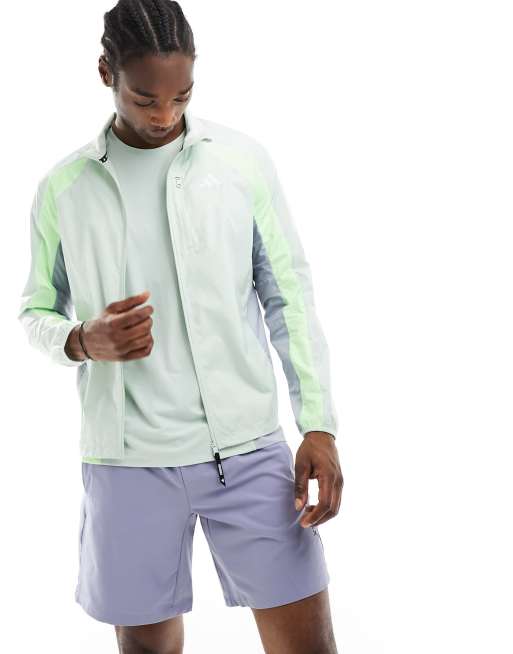 adidas Running Own The Run jacket in pastel green ASOS