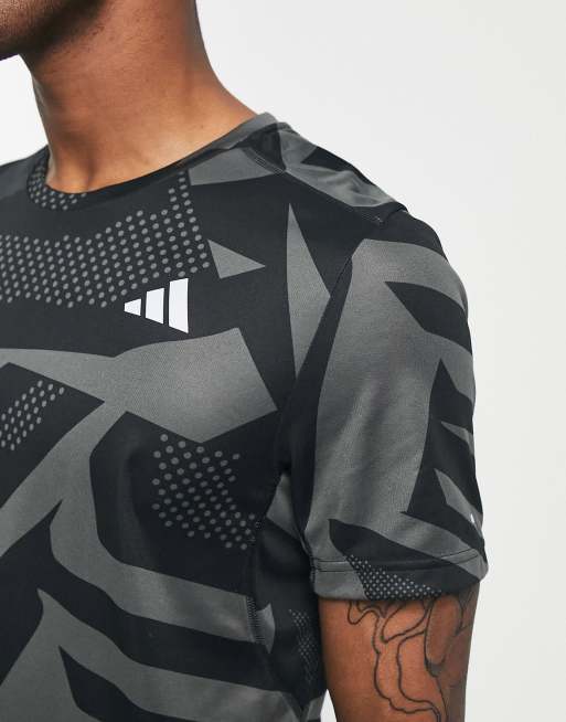 adidas Running – Own The Run – Lauf-T-Shirt in Schwarz mit abstraktem Muster, 3 von 4