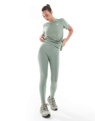 adidas Running - Own The Run - Legging 7/8e avec poche pour téléphone - Vert argenté-Gris