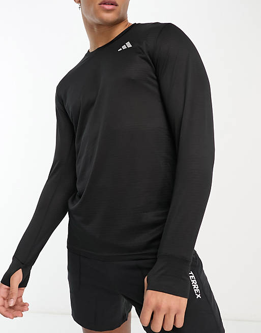 adidas Running Own The Run long sleeve T-shirt in black | ASOS