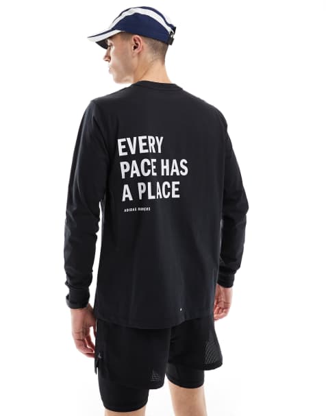adidas Running Own The Run long sleeve top in black - view 1
