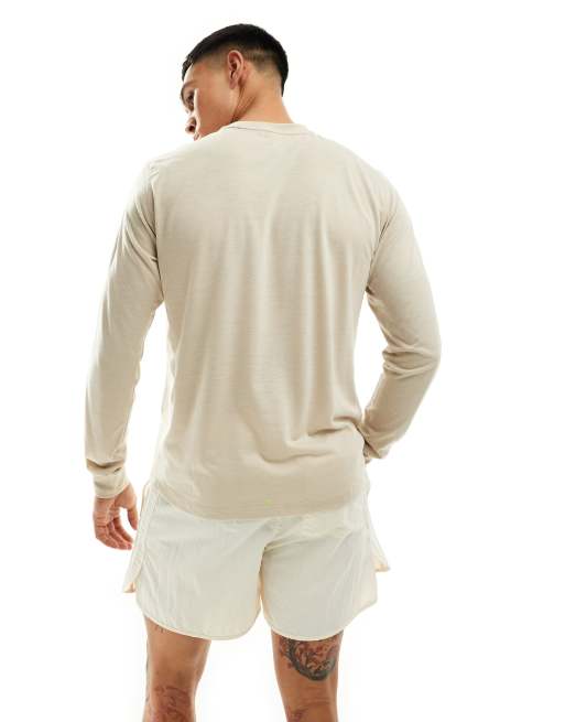 adidas Running Own The Run long sleeve top with graphic in beige, 4 of 4