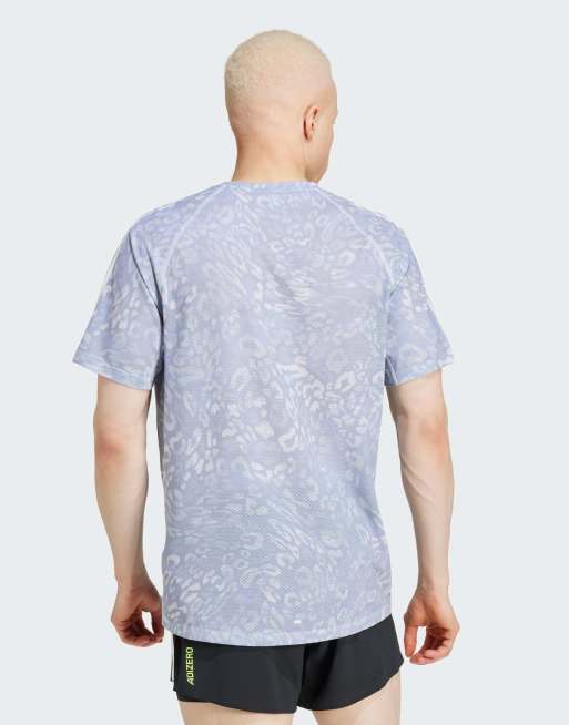 adidas Running - Own The Run - Lyslilla t-shirt med leopardprint, 3 af 4