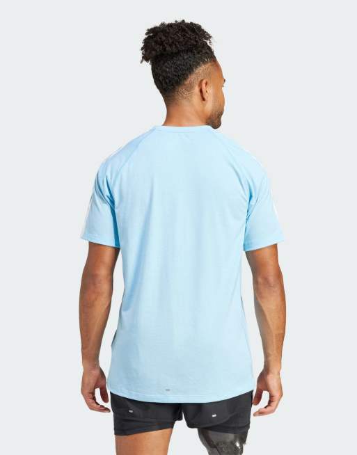 adidas Running – Own The Run – Niebieski T-shirt z 3 paskami, 2 z 4