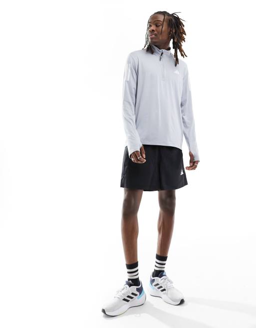 adidas Running – Own The Run – Oberteil in Grau mit kurzem Reißverschluss, 2 von 4