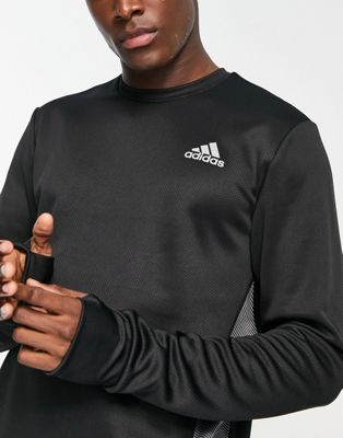 adidas Running Own the Run panel sweatshirt in black