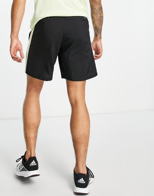 adidas Running Own The Run shorts in black and lime green, 2 of 4