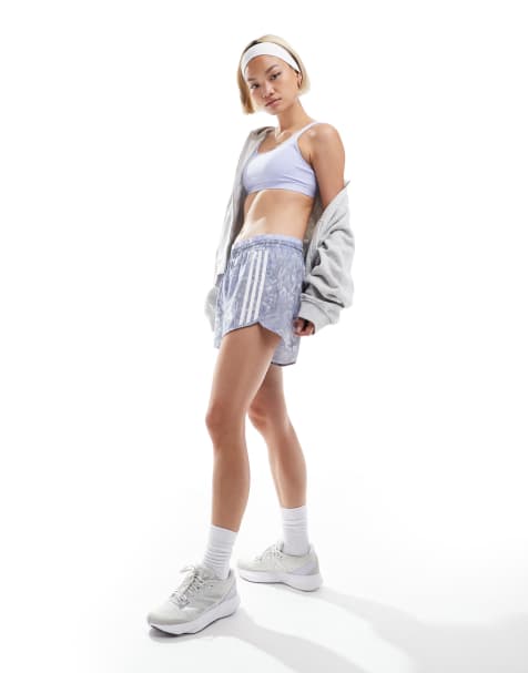 adidas Running Own The Run shorts in grey violet print - view 1