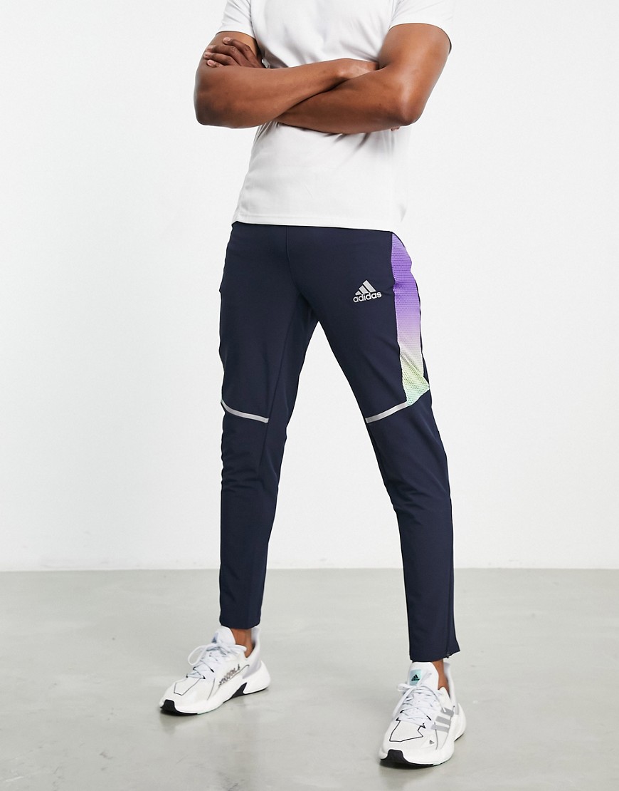 Adidas Running Own The Run sweatpants in navy and multi