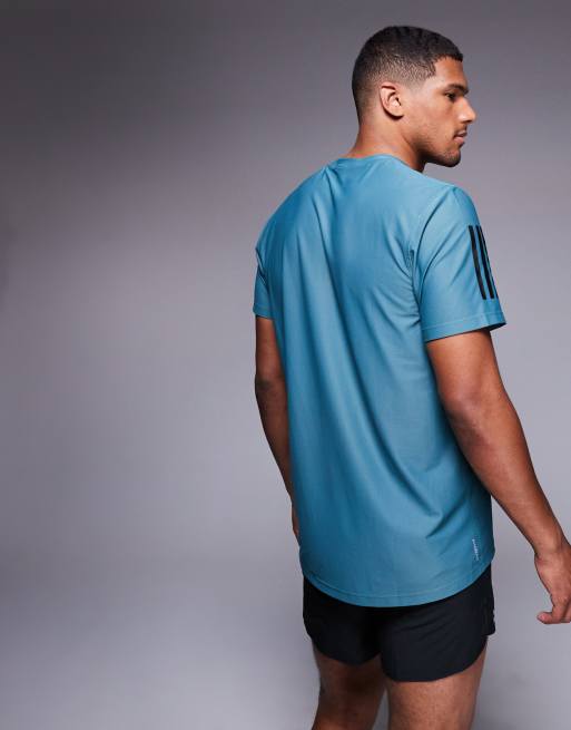 adidas Running - Own The Run - T-shirt color verde-azzurro, 4 di 4