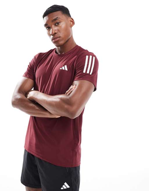 adidas Running Own The Run t shirt in burgundy