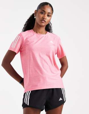 adidas Running - Own The Run - T-Shirt in Lucid Pink / Weiß-Rosa