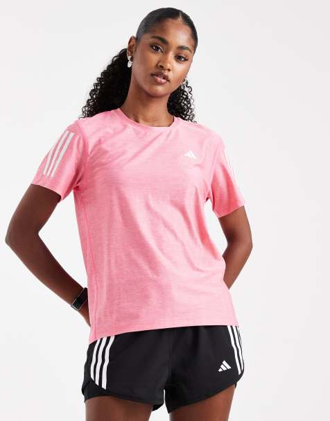 adidas - Running Own the run - T-shirt in roze en wit - view 1