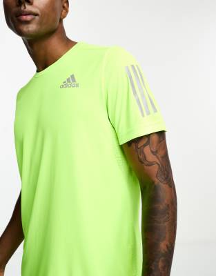 adidas Running own the run t shirt in yellow