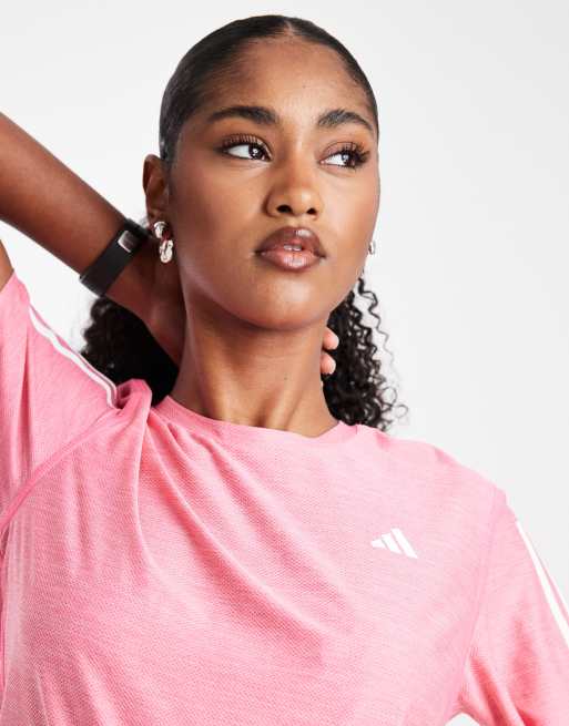 adidas - Running Own The Run - T-shirt rosa lucido / bianca, 3 di 4