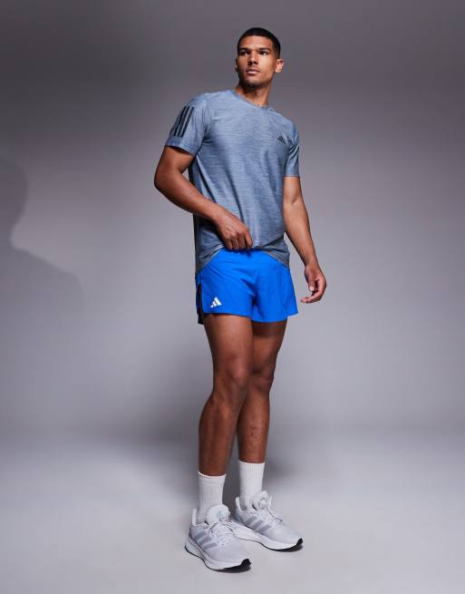 adidas Running Own The Run t-shirt with black 3 stripes in navy, 2 of 4