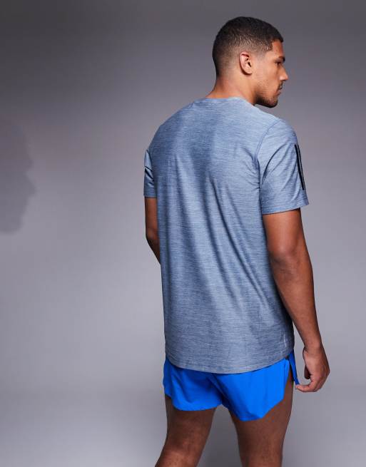 adidas Running Own The Run t-shirt with black 3 stripes in navy, 4 of 4