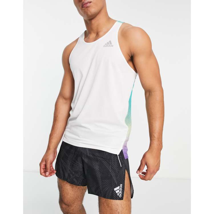 adidas Running Own The Run top in white multi | ASOS