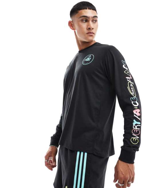 adidas Running - Own The Run - Top da corsa a maniche lunghe nero con grafica
