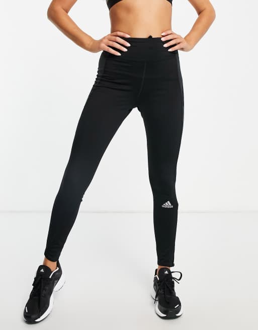 adidas Running Own The Run winter leggings with reflective detail in black