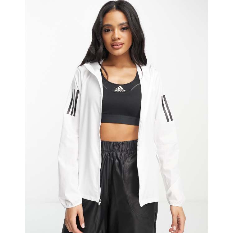 Gimnasia Contaminado calor adidas Running Own the Run zip up jacket in white | ASOS