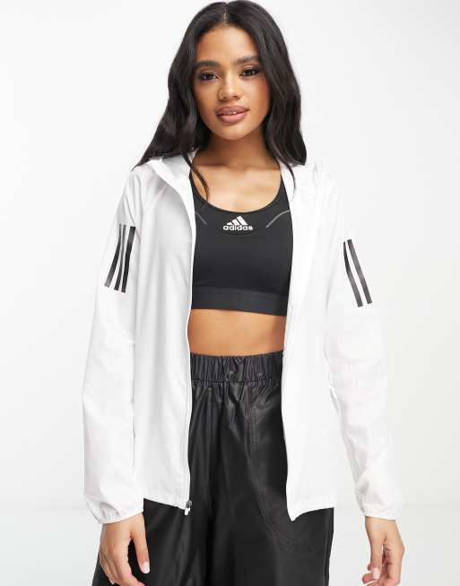 Adidas white cheap windbreaker womens