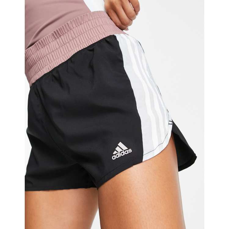 adidas Running Pantaloncini a vita alta neri blu e bordeaux