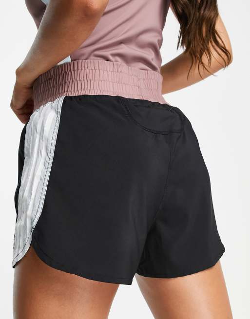 adidas Running Pantaloncini a vita alta neri blu e bordeaux color block con 3 strisce