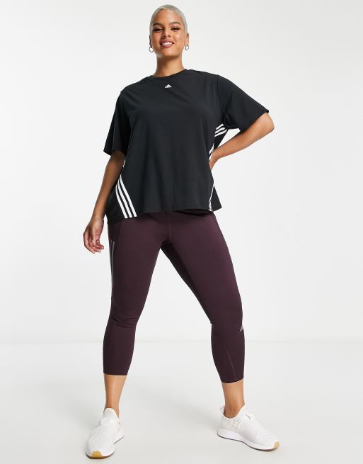 adidas Training three stripe leggings in black