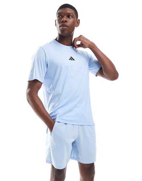 adidas Running Power 3-stripes tee in glow blue 