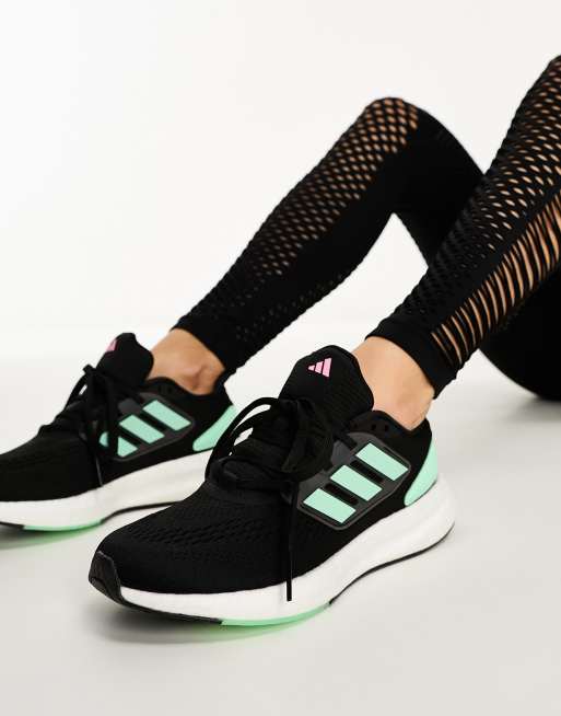 Black and green sales adidas trainers