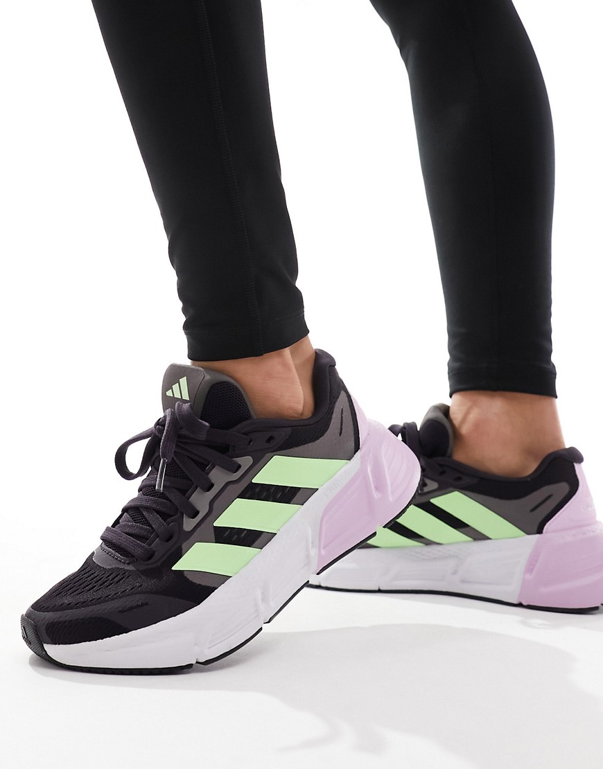 adidas Running Questar 2 trainers in black and lime