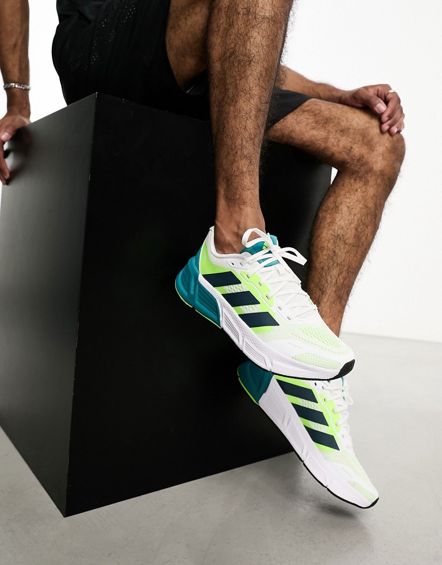 adidas Running Questar 2 trainers in white and green