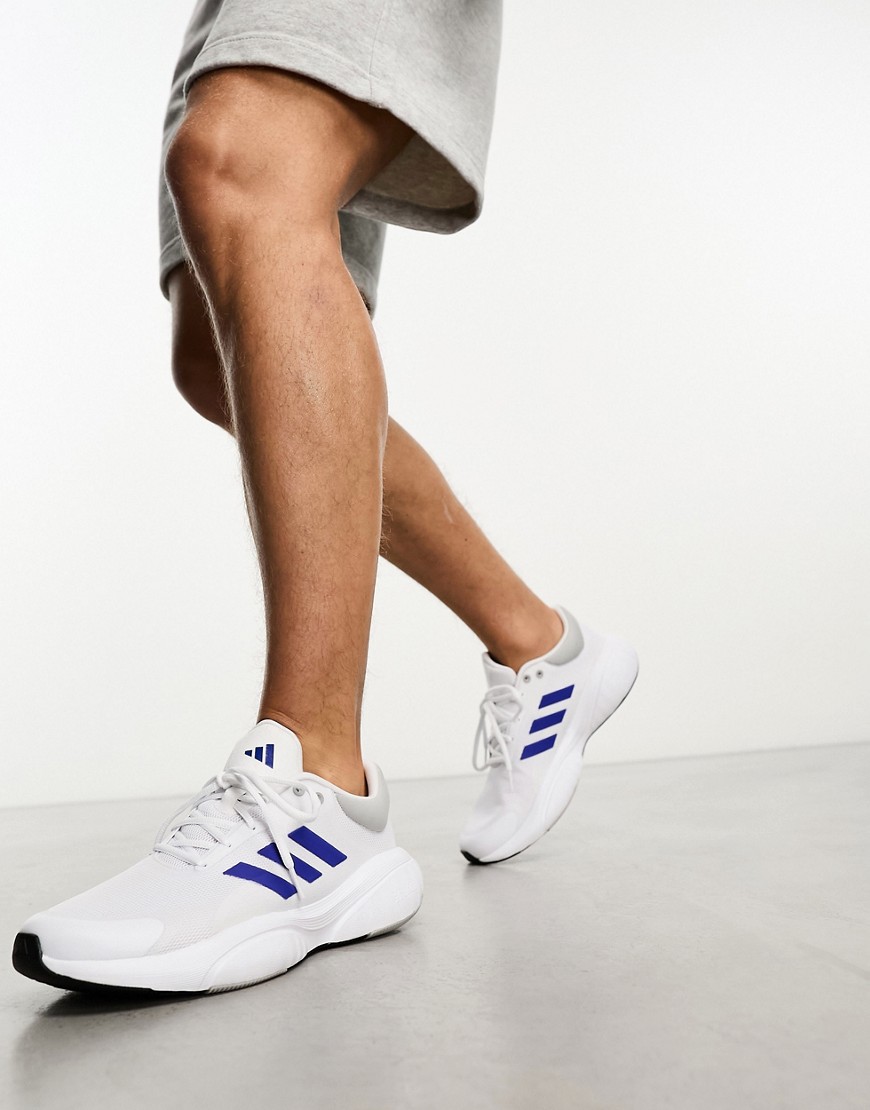 adidas Running Response trainers in white and blue