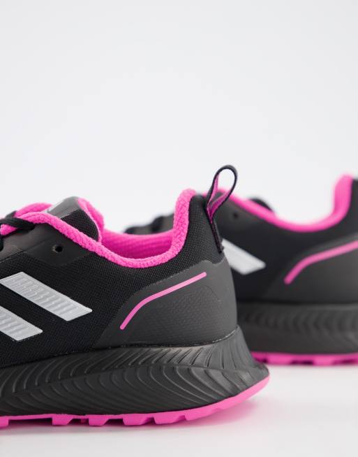 adidas – Running – Run Falcon 2.0 Trail – Svarta och rosa sneakers, 4 av 4