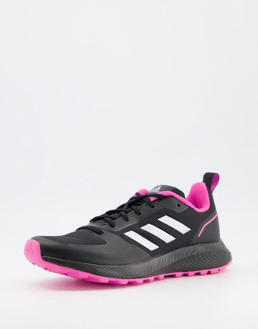 adidas Running Run Falcon 2.0 Trail trainers in black and pink