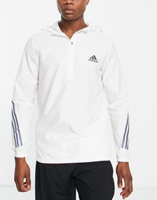 adidas Running Run Icons 1/4 zip jacket in white  - ASOS Price Checker