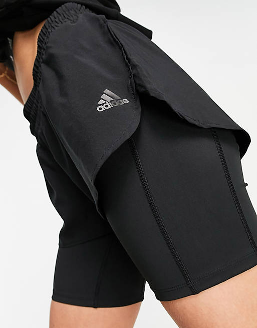 adidas Running Run Icons 2 in 1 shorts in black