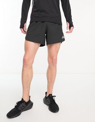 adidas Running Run Icons 5 inch shorts in black and pink