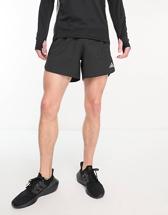 adidas performance - adidas Running Run Icons 5 inch shorts in black and pink