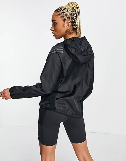 adidas Running Run Icons full zip shell jacket in black | ASOS
