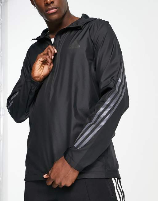 adidas - Running - Run Icons - Jack met 1/4 rits in zwart 