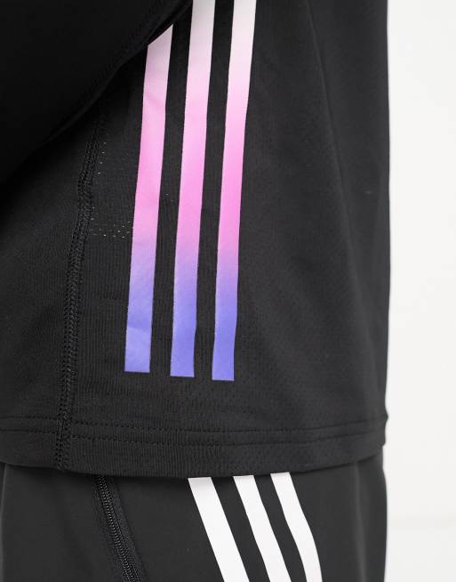 adidas Running - Run Icons - Top manches longues à 3 bandes effet dégradé - Noir, 3 de 4