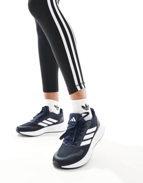 adidas Running RunFalcon 5 trainers in navy black and white - view 1