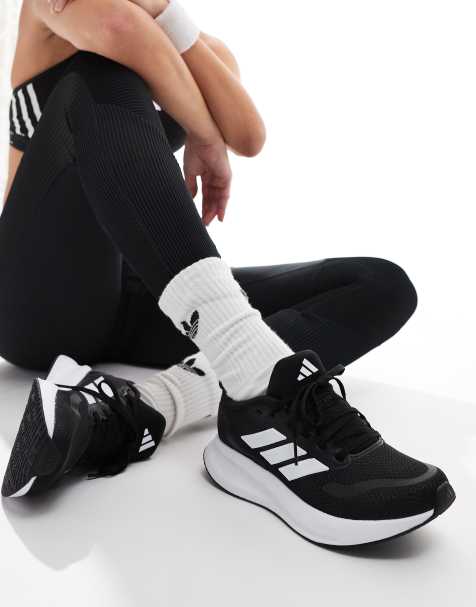 adidas Running Runfalcon trainers in black and white - view 1