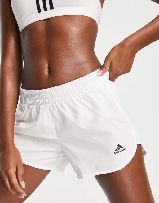 White store running shorts